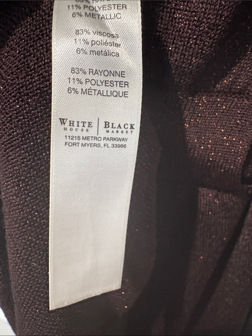 NWT White House Black Market Metallic Tie Waist Dolman Top Brown L⁠ - Picture 4 of 5
